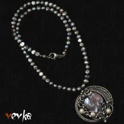 perły,wire wrapping - Wisiory - Biżuteria