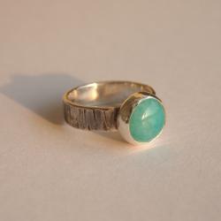 srebrny,pierścionek,z amazonitem,zielony - Pierścionki - Biżuteria