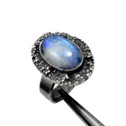 księżyc,srebrny,blask,srebro,blue,retro,vintage - Pierścionki - Biżuteria