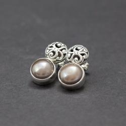 srebro,kolczyki,perły,perła - Kolczyki - Biżuteria