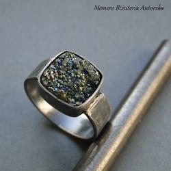srebro,kryształ,tytanowy,zielony - Pierścionki - Biżuteria