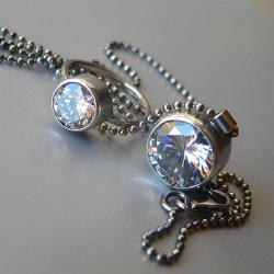 cyrkonia,srebro oksydowane,na łańcuszku - Komplety - Biżuteria
