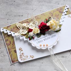 koperta,ślub,życzenia,kwiaty,motyl - Kartki okolicznościowe - Akcesoria