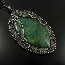 naszyjnik,wisior,wire wrapping,misterny,zielony - Naszyjniki - Biżuteria