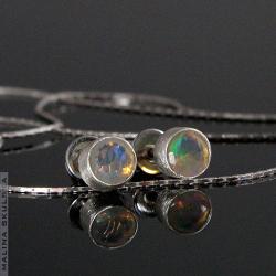 kolczyki,sztyfty,srebrne,opal etiopski,luksusowe - Kolczyki - Biżuteria