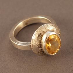pierścionek,żółty,z cytrynem,srebrny - Pierścionki - Biżuteria