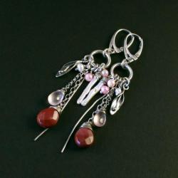 srebrne kolczyki z mokaitem i kwarcem - Kolczyki - Biżuteria