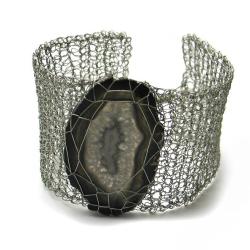 agat,szydełko,elegancka,bransoletka,pleciona - Bransoletki - Biżuteria
