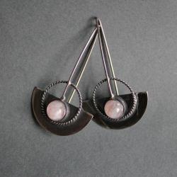 kolczyki srebro kamień księżycowy filigran - Kolczyki - Biżuteria