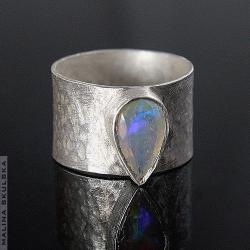 pierścionek,srebro,opal - Pierścionki - Biżuteria