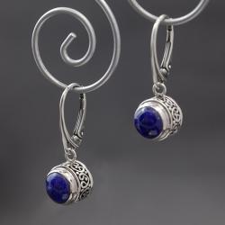 srebro,lapis lazuli,kolczyki,z lapisem lazuli - Kolczyki - Biżuteria