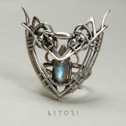 pierścionek,duży,skrzydła,srebrny,litori - Pierścionki - Biżuteria