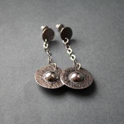 kolczyki srebro sztyfty fakturai unikat - Kolczyki - Biżuteria