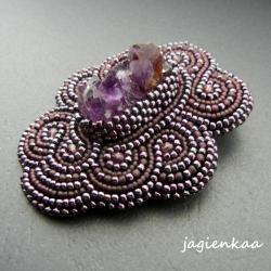 elegancki,unikalny,asymetryczny,haft koralikowy - Broszki - Biżuteria
