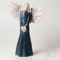 rzeźba,anioł,ceramiczny,szkliwiony,skrzydła - Ceramika i szkło - Wyposażenie wnętrz