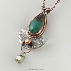 srebrnomiedziany,artjewelry,pendant,handmade - Wisiory - Biżuteria