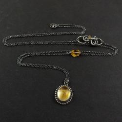 naszyjnik,długi,wire wrapping,cytryn - Naszyjniki - Biżuteria