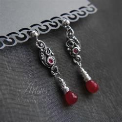 kolczyki,romantyczne,delikatne,czerwień - Kolczyki - Biżuteria