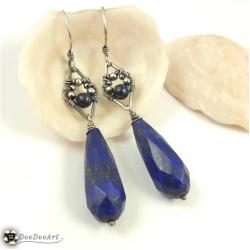 kolczyki,lapis lazuli,krople,granatowe,eleganckie, - Kolczyki - Biżuteria