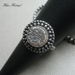 pierścionek z druzą agatu,srebro - Pierścionki - Biżuteria