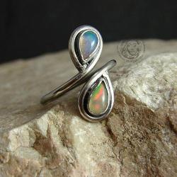 srebro,surowy,opal,pierścień - Pierścionki - Biżuteria
