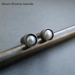 srebro,perły,białe,surowe - Kolczyki - Biżuteria
