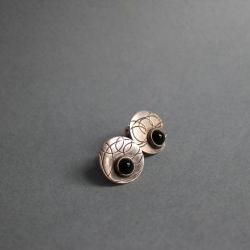 kolczyki srebro sztyfty onyks - Kolczyki - Biżuteria