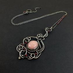 naszyjnik,różowy,wire-wrapping,ekskluzywny, - Naszyjniki - Biżuteria