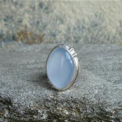 błękitny pierścień,chalcedon - Pierścionki - Biżuteria