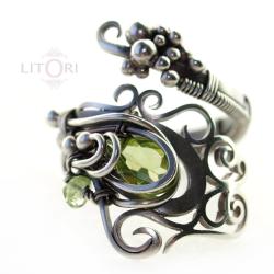 srebrny,pierścionek,zielony,oryginalny,litori - Pierścionki - Biżuteria
