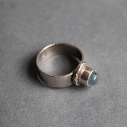 pierścionek srebro 925 filigran akwamaryn błękit - Pierścionki - Biżuteria