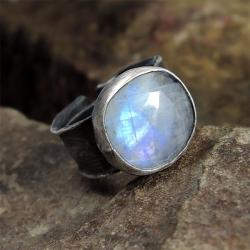 kamień księżycowy,srebro,pierścień z kamieniem - Pierścionki - Biżuteria
