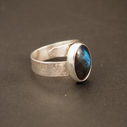 pierścionek,srebrny,labradoryt,niebieskozielony - Pierścionki - Biżuteria
