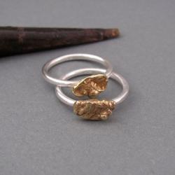 pierścionki,srebro,złocone,surowy charakter - Pierścionki - Biżuteria