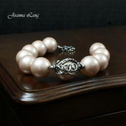 wire-wrapping,perły,seashell,oksydowane, - Bransoletki - Biżuteria