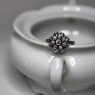 Pierścionki oryginalny pierścionek,oksydowany kwiat