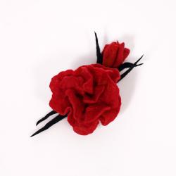 czerwona,broszka,filcowany,kwiat - Broszki - Biżuteria
