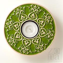 lampion,świecznik,ceramiczny,serce,zielony - Ceramika i szkło - Wyposażenie wnętrz