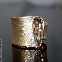 pierścionek,srebrny,złocony,asymetryczny,oligoklaz - Pierścionki - Biżuteria
