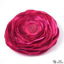 broszka,róż,satyna,kwiatowa,rubinowa - Broszki - Biżuteria