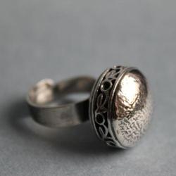 pierścionek srebro unikat faktura antyk - Pierścionki - Biżuteria