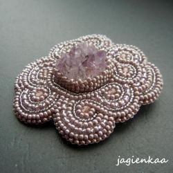 elegancki,unikalny,asymetryczny,haft koralikowy - Broszki - Biżuteria