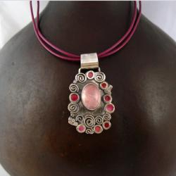 wisior srebrny z kwarcem różowym - Wisiory - Biżuteria