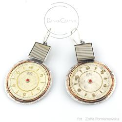 srebrne kolczyki,unikatowe,zegarek,czapnik - Kolczyki - Biżuteria