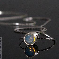 naszyjnik,srebrny,opal etiopski - Naszyjniki - Biżuteria