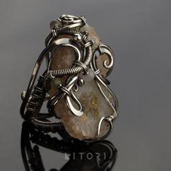 pierścionek,duży,wire-wrapping,litori - Pierścionki - Biżuteria