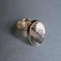 pierścionek srebro minimalizm agat dendrytowy - Pierścionki - Biżuteria