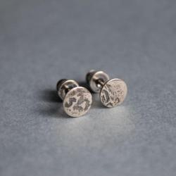 kolczyki srebro sztyfty pinezki unikat - Kolczyki - Biżuteria