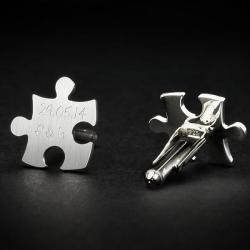 srebrne spinki do mankiet&oacute;w,srebrne spinki puzzle - Dla mężczyzn - Biżuteria