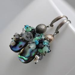 kolczyki srebrne,oksydowane,z perłami - Kolczyki - Biżuteria